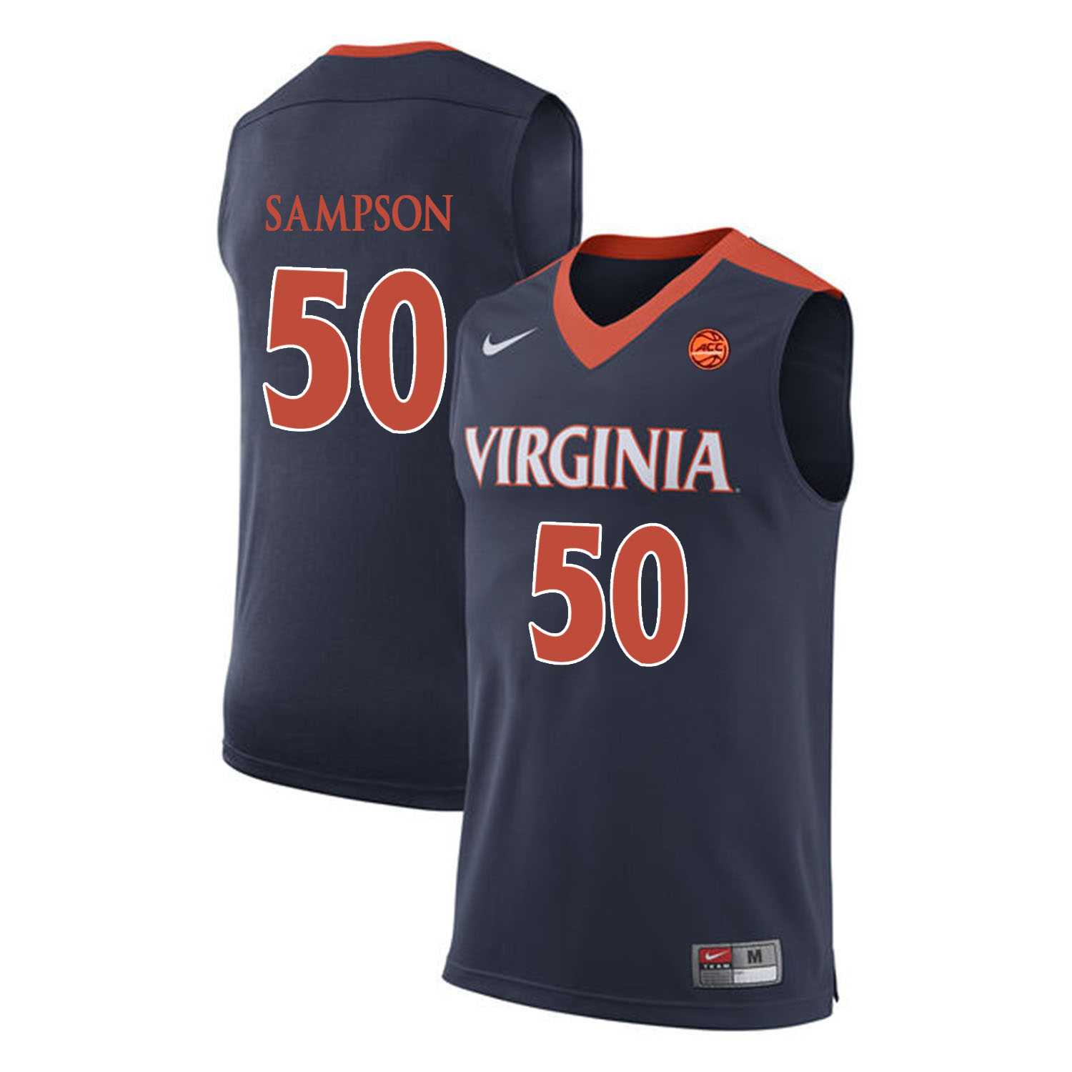 Virginia Cavaliers #50 Ralph Sampson Navy College Basketball Jersey
